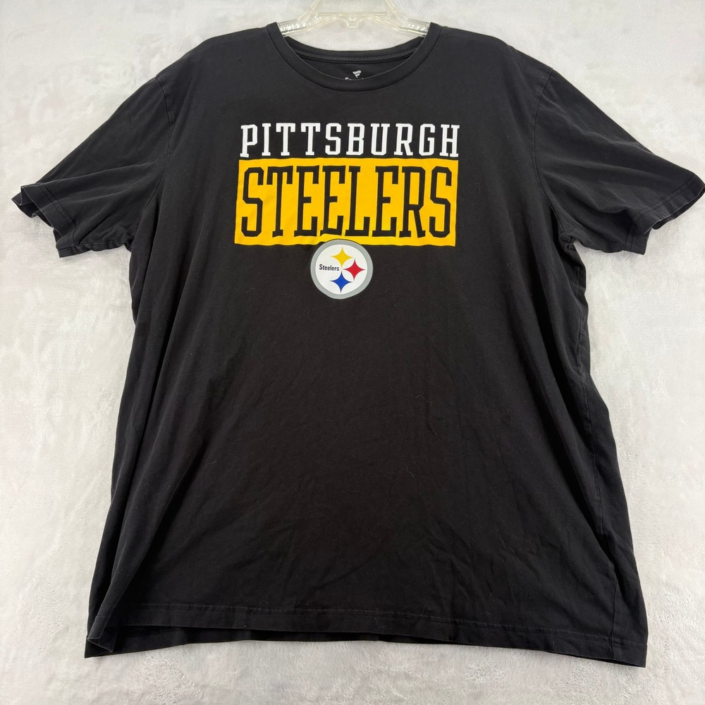 Fanatics Pittsburgh Steelers Mens 3XL T-Shirt Black Short Sleeve Graphic Tee NFL